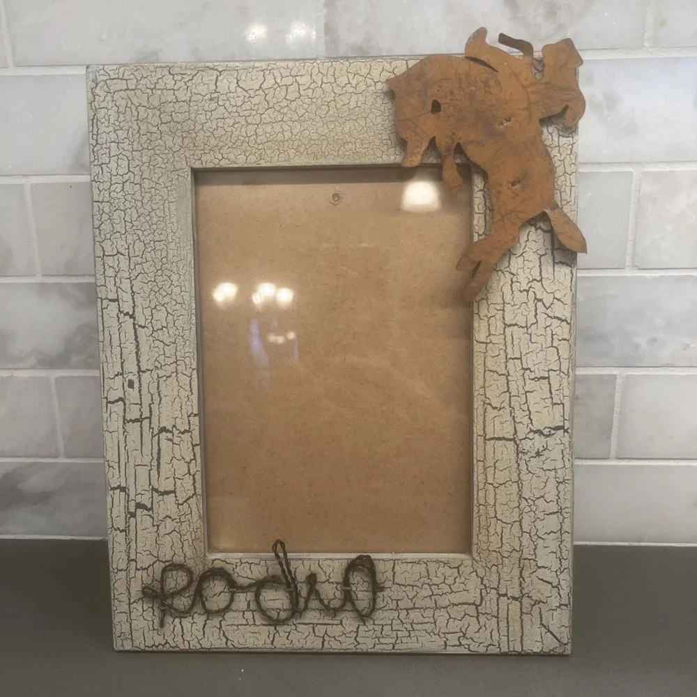 Outlaw Iron works Old Barn Wood Look Picture Frame. Heavy And Rustic.